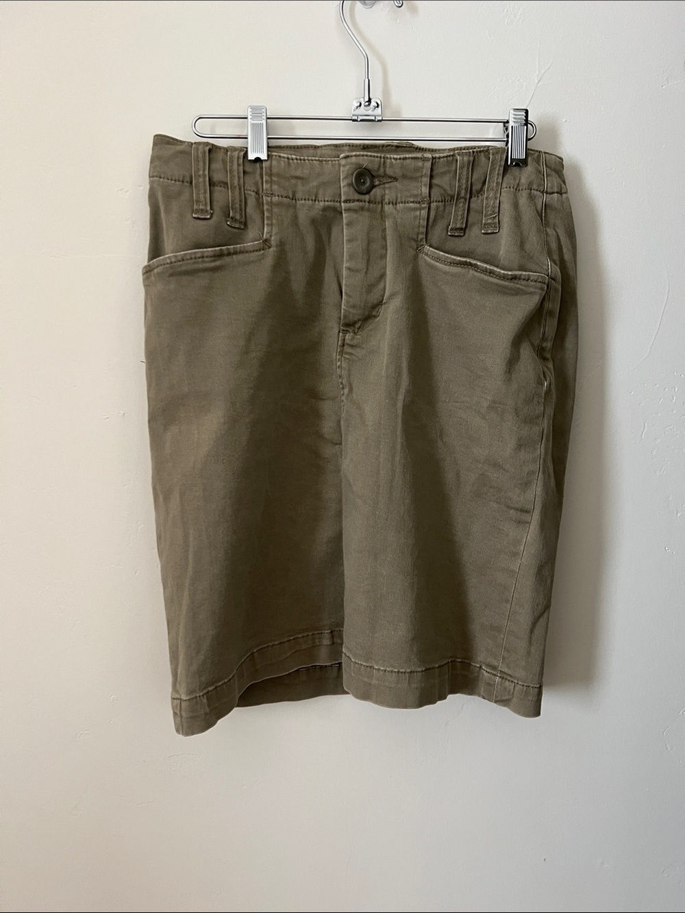 Jag Jeans Women Sz8 Khaki Green Flat-Front denim skirt with stretch